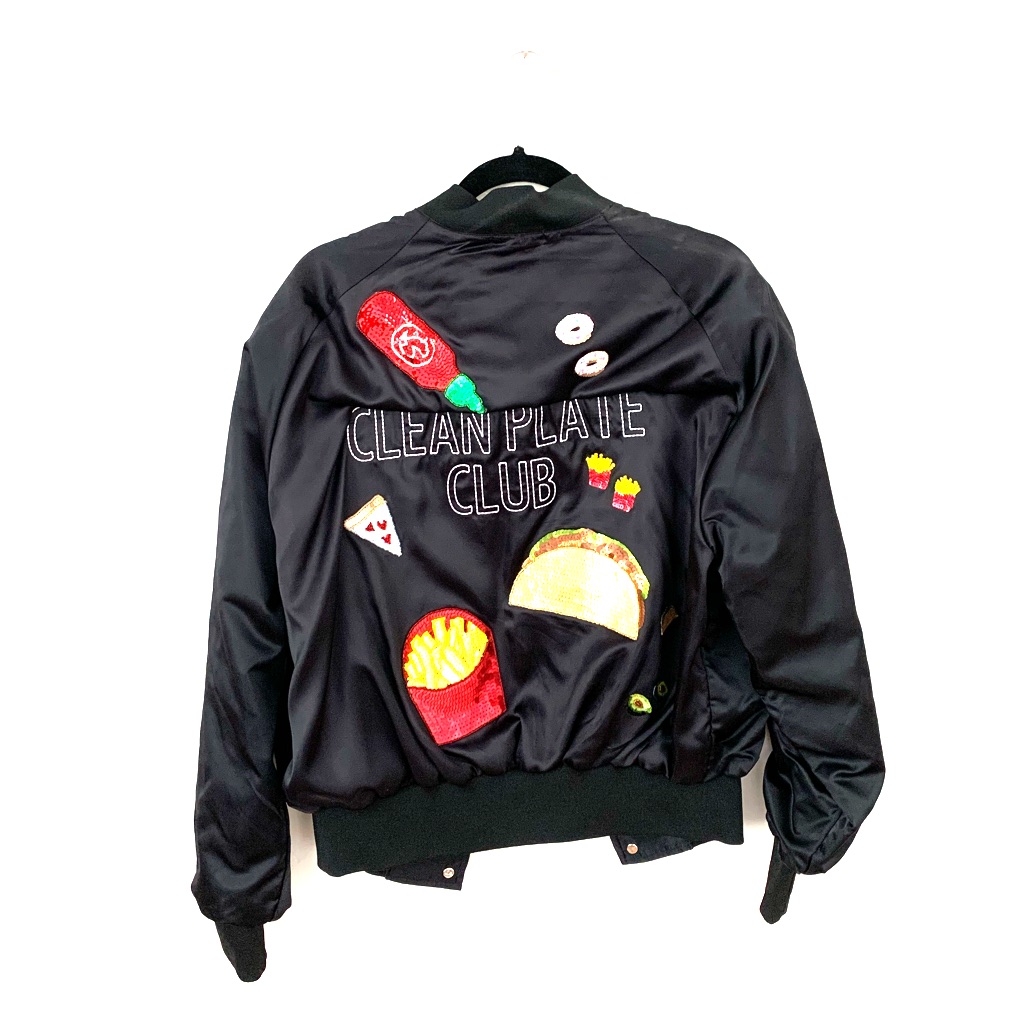Bow  Drape Clean Eats Club Bomber Jacket
